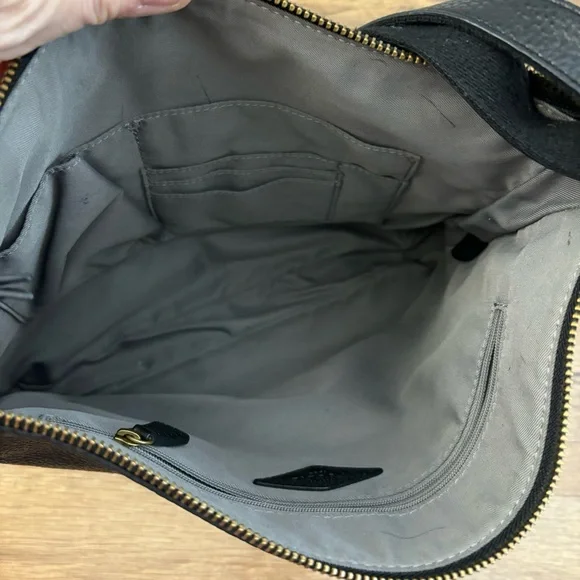 Fossil Elise Crossbody Bag Black Pebbled Leather Slim 3 Zipper Adjustable - Picture 5 of 13